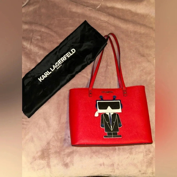 Karl Lagerfeld Red Tote Shoulder Bag - Picture 2 of 7